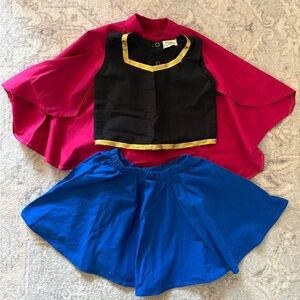 RueMuu Anna Cape Set with Black Vest and Royal Blue Skirt - size 4